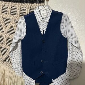 Navy Blue Vest with Polka Dot Shirt